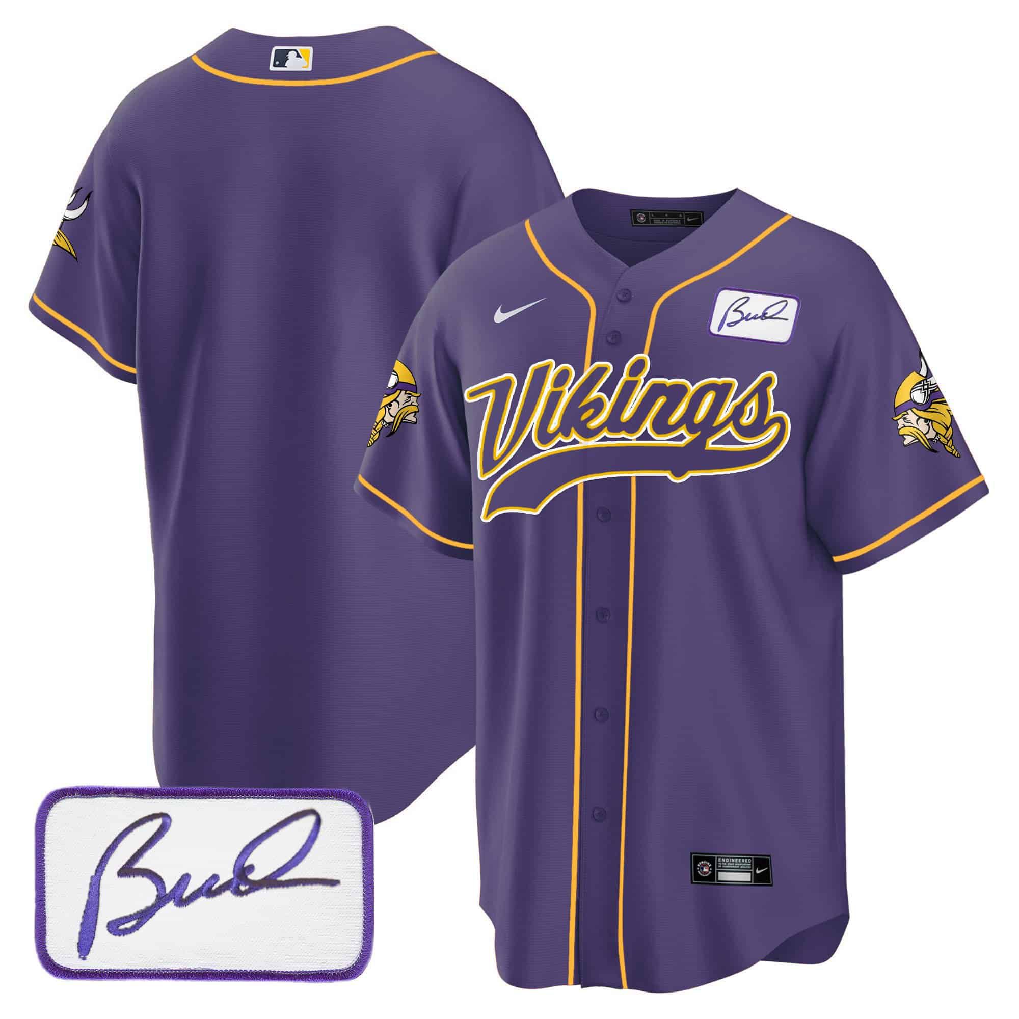 Men Minnesota Vikings Blank Purple 2024 Nike Bud Grant Patch Classic Baseball NFL Jersey style 1->customized nfl jersey->Custom Jersey